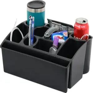 휴대용 손잡이가 있는 Moblog 차량 시트 정리함 자동차 보관 캐디 대형 컵 홀더 2개 10개의 구획 숨겨진