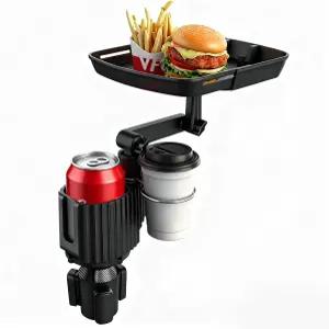 자동차 컵 홀더 트레이 테이블 10인치 음식 휴대용 4-in-1 익스텐더 도로 여행에 필수적인 휴대폰 홀더와