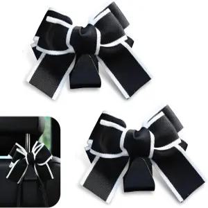 Zikefest 2PCS 카시트 헤드레스트 후크 자동차용 카 지갑 귀여운 보우 뒷좌석 보관 지갑용 인테리어 장식