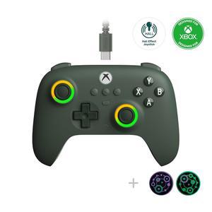8Bitdo Ultimate C 홀 효과 조이스틱 /Hall 트리거 유선 컨트롤러, RGB 조명 파이어 링, Xbox Series X|S, One, Windows 10/11용 3.5mm 오디오 잭 - 공식 라이선스 (다크 그린)