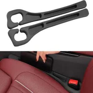 MTABCTY 카시트 갭 필러 정리함 2 PCS 블랙 유니버설 시트 플러그 차단기 낙하 방지 콘솔 캐처 휴대폰 키