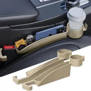 카시트 갭 필러 2종 세트 오거나이저 컵 홀더 및 후크 기능이 있는 업그레이드된 카사이드 시트 앞좌석