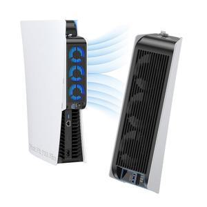 PS5 액세서리용 KIWIHOME 냉각 팬, 자동 속도로 업그레이드된 조용한 컨트롤러 USB3.0 포트 및 LED, 2020 전용, PlayStation 5 슬림 / Pro, 흰색 제외