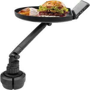 자동차용 맥칼리 컵 홀더 트레이 - 조절 가능한 자동차 테이블 휴대폰 슬롯과 회전 팔로 식사하기에 완벽한