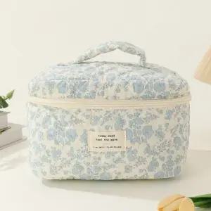 플라워 사각 손잡이 파우치 여행파우치 화장품파우치 pJn5+7lCS