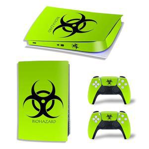 플레이스테이션 5 콘솔 및 2 컨트롤러용 PS5 스킨 스티커 풀바디용 WPS 광택 보호 비닐 데칼 / 랩 커버 (PS5 디지털 에디션, 바이오해저드)