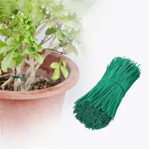 EYAKEG 식물 트위스트 타이 - 등반을 위한 8인치 정원 재사용 가능 트윈 덩굴 끈 가방 200팩 그린