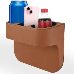 자동차 컵 홀더 자동 앞좌석 정리함 PU 가죽 커버가 있는 다기능 음료 갭 필러 보관함 코인 버킷 콘솔 측면