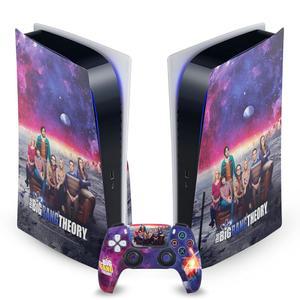 헤드 케이스 디자인, 공식 라이선스 빅뱅 이론 시즌 11 주요 아트 그래픽 비닐 페이스플레이트 게이밍 스킨 데칼, 소니 플레이스테이션 5 PS5 디스크 콘솔 및 듀얼센스 컨트롤러와 호환