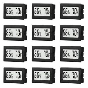 12 팩 미니 소형 디지털 습도계 온도계 실내 온도 및 게이지 습도 센서 모니터 화씨(°F) 포함 병 가정