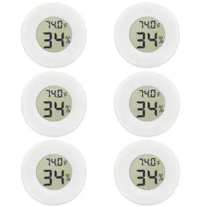 용 6팩 미니 원형 습도계 온도계 디지털 LCD 모니터 실내 실외 게이지 온도 온실 파충류 화씨 흰색