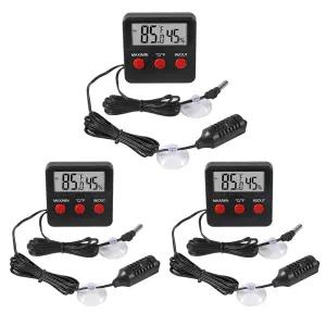 3PCS 디지털 파충류 온도계 및 습도 게이지 원격 탐침 테라리움 습도계 실내 실외 온도