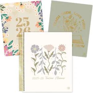 블룸 데일리 플래너 2025-2026 학년도 교사 및 캘린더 - 교실 또는 홈스쿨을 위한 7교시 수업 계획 정리 책