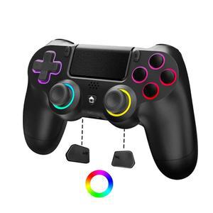 PS4 /Pro /Slim & PC용 ZFY 무선 컨트롤러, 색상 조명이 있는 홀 효과 게임패드 조이스틱, 매크로 백 버튼, 1000mAh 배터리, 6축 모션 센서, 오디오 잭+ 터보 속도 향상(블랙)