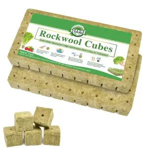 Halatool 100PCS 1인치 암석 양모 큐브 - 묘목 스타터 수경 재배 토양 없는 및 식물 복제를 위한 씨앗