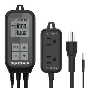 레프티트립 파충류 온도 조절기 및 조명 제어용 라이트 타이머 UVB 열 램프 히팅 패드 10A 1250w의 온도계