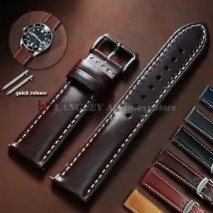 오일 왁스 송아지 가죽 시계줄 부드러운 소재 시계 밴드 레트로 손목 스트랩 18mm 20mm 22mm 실버 스테인리