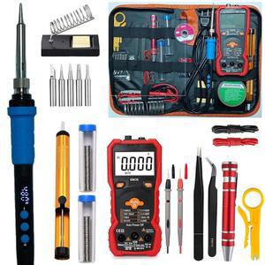 전기 납땜 인두, 조절 가능한 온도 인두 키트, 5개 판매 팁, 디지털 멀티미터 멀티 테스터, NCV, TRMS 6000 카운트, 스마트 자동 범위, 전압 테스터