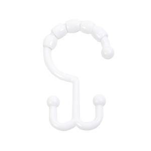 KENNEY KN67125 방지 쉬운 글라이딩 비즈 사용 화이트 샤워 후크 세트 욕실 12개 플라스틱 걸이 설치 봉용 표준 이중 커튼