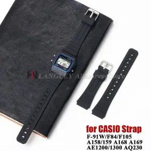카시오 W800H 시계 밴드용 18mm 실리콘 스트랩 SGW400 F91W F84 F105/108/A158/168 AE1200/1300용 블랙 소
