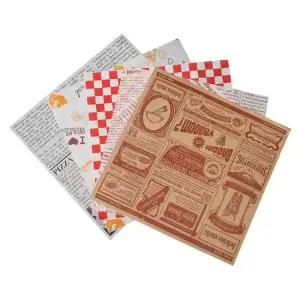 체크패턴 유산지 튀김 사각 영문 기름종이 감자튀김 종이호일