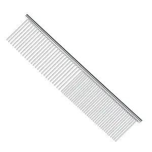 펫톰 펫 스틸 그루밍 도구 푸들 피니싱 버터 빗 7 1/2인치 L 실버 도그 둥근 끝 스테인리스 이빨 엉킴과