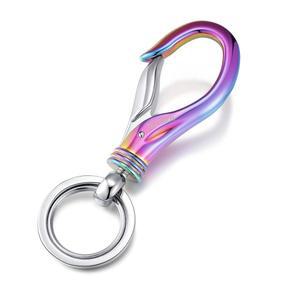 YELEWEN 자동차 키체인 카라비너 비즈니스 레인보우 홀더 목줄 키링 튼튼한 루프 벨트 지갑 남성 2개 체인 클립 선물 후크 여성 열쇠고리