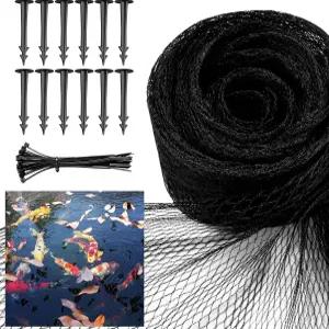 코이 연못용 연못 그물 7 x 10피트 커버 내구성 있고 튼튼한 나뭇잎용 왜가리 너구리 고양이 및
