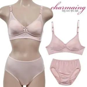 [라일리여성언더웨어] Rly 노와이어 세트 브라팬티 베이직 B컵 노몰드 인견