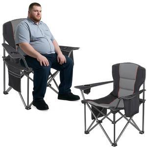 와이디오메 성인용 헤비 듀티 오버사이즈 캠핑 의자 400파운드 / 룸바 서포트 - 해변, 낚시, 잔디밭, 뒷마당 블랙을 위한 사이드 포켓, 컵 홀더 및 쿨러백이 있는 접이식
