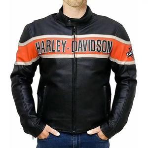 JACKETHUB 블랙 할리 바이커 데이비슨 스타일 빅토리아 가죽 레인 남성용 재킷 오토바이