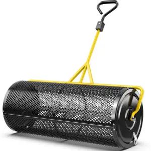 질스키 44인치 퇴비 스프레더 - 강철 메쉬 드럼 강화 센터 로드가 포함된 헤비 듀티 푸시/토우 피트 이끼