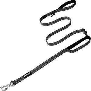 AUBELL 소형 및 중형 대형견을 위한 더블 핸들 전술 개 목줄 훈련용 차량 안전벨트로 당기는 반사 조절