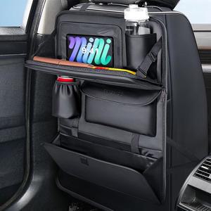 커버라도 뒷좌석 카 정리함, 터치스크린 태블릿 홀더가 있는 나파 가죽 카시트 접이식 푸드 트레이, 킥 매트 보호대, 멀티 수납 액세서리, 쓰레기 봉투 홀더-1