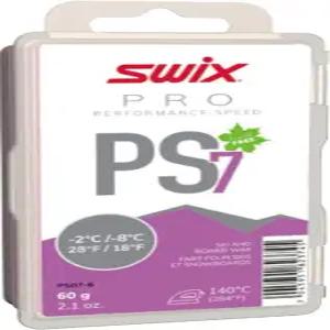 Swix PRO 스피드 왁스 - PS7 바이올렛 화씨 18~28도 60g 바 플루오로 프리 스키 또는 스노보드