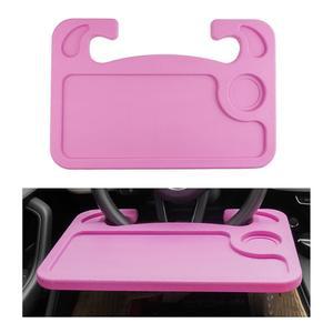 가스딘 자동차 스티어링 휠 데스크, 2 in 1 식품 및 노트북용 자동 트레이, 컵 홀더 펜 슬롯이 있는 다목적 차량 테이블, 여행용 액세서리(핑크)