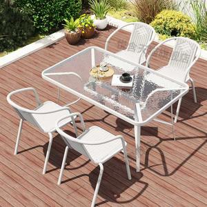 야외 유리테이블 카페 식탁 사각 원형 테라스 라탄 분리