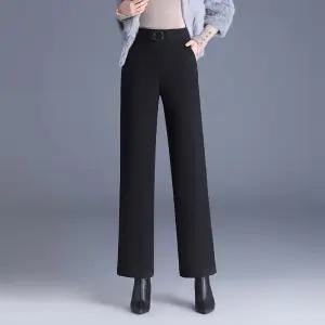 헐크 여성용 여자 팬츠 블랙 허리벤딩 분위기 와이드 스트레이트팬츠 슬림핏 KKE3