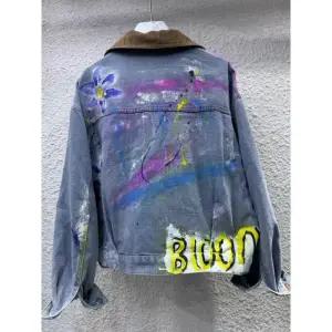 루타꽁몰 여자 데님 트렌드 그래피티 코트 봄가을 자켓 핸드페인팅 상의 길거리 HO3
