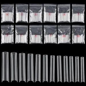 오러브 504Pcs 엑스트라 롱 C 커브 네일 팁 XXXL 클리어 스퀘어 하프 커버 아크릴