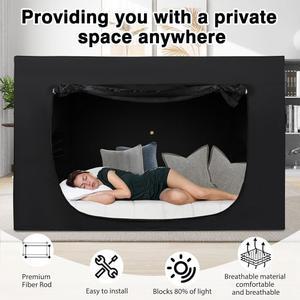 침대 텐트 포함 캐노피 공간 블랙아웃 수면 막대 위한 통기성 개인 큐비 경량 포드 성인 텐트를 트윈 섬유