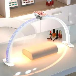 휴대폰 홀더가 있는 네일 데스크용 전문 대형 하프 문 라이트 매니큐어 테이블용 테크용 29인치 아치 살롱