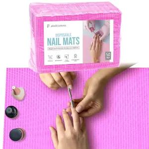 일회용 네일 매트 50개 - 테크용 살롱 종이 타월 및 테이블 커버 3겹 방수 매니큐어 준비 패드 아크릴 아트