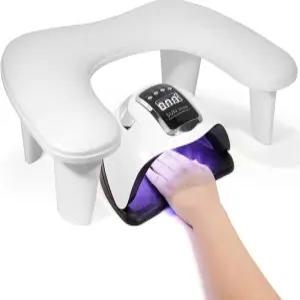 네일용 팔걸이 기술 U자형 매니큐어 네일 스탠드 큰 흰색 마이크로파이버 PU 가죽 손걸이 베개 아크릴