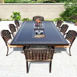 주물테이블세트 야외 알루미늄 8인용 테이블 바베큐