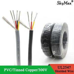 1미터 28AWG UL2547 차폐 와이어 2 3 4 58 코어 PVC 절연 채널 앰프 오디오 신호 케이블 주석 도금 구리 제