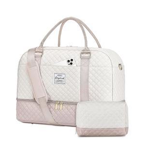 여성용 여행용 위켄더 백 휴대용 오버 신발 수납 공간 베이지 핑크 1개 라지 별도의 칸이 있는