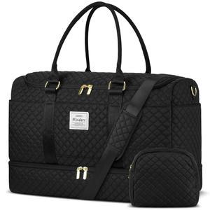 여행용 더플 백 신발 수납 공간이 있는 여성용 위켄더 비행기용 오버 휴대용 가방 블랙