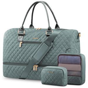 LOVEVBOOK 여성용 여행용 더플백 신발장이 있는 위켄더 오버 백 세면도구 가방이 기내용 가방 젖은 주머니가 짐 분만 및 분만용 병원용 3개 세트