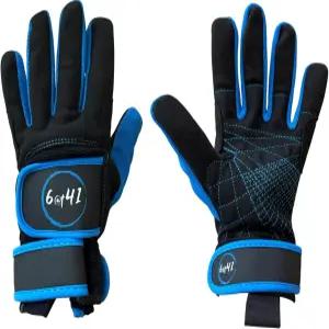 6 @t 41 수상 스키 대회 장갑 검정과 파랑 통기성 메쉬 손목 지지대가 있는 훈련용 운동 프리미엄 장갑.